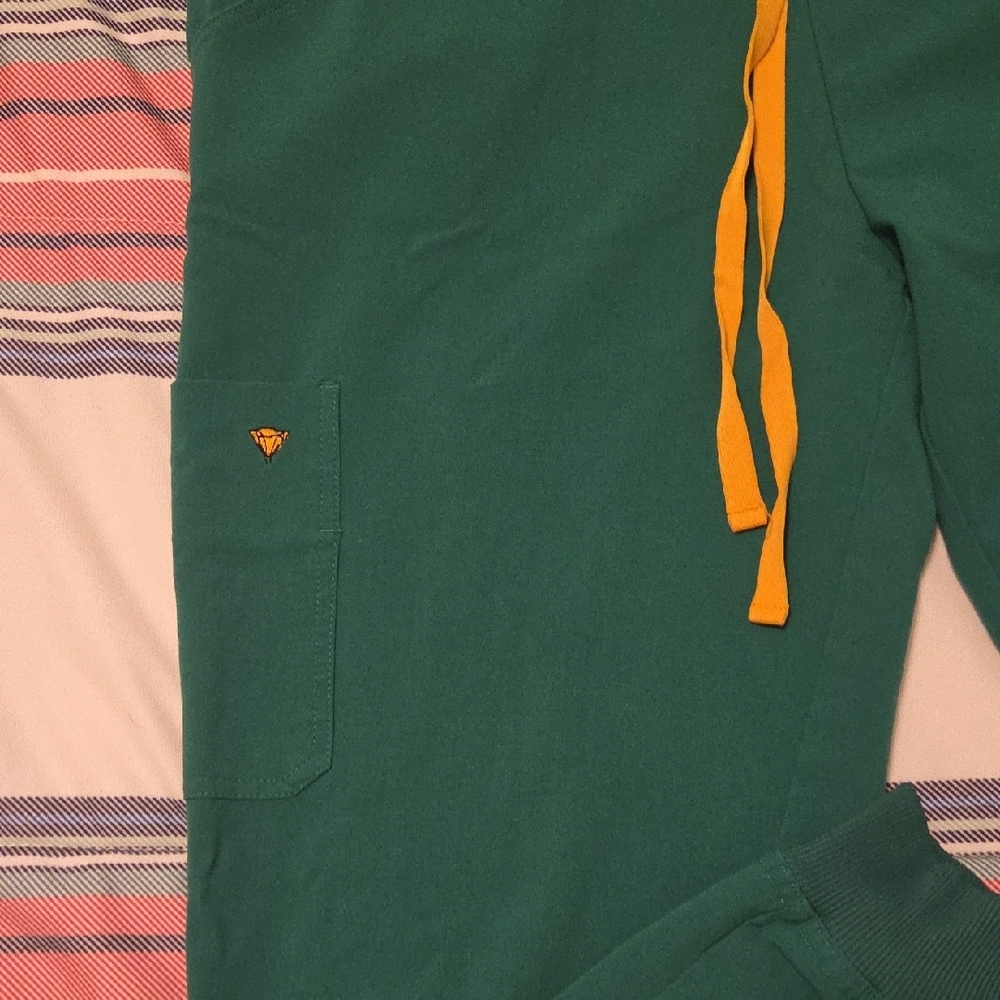 Green Jogger Pants with Orange Accents - Picture 2 of 3